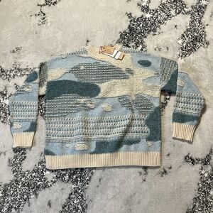 WoolOvers Sweater Womens Sz M Wavy Abstract Textured Multi Pure lambswool Jumper